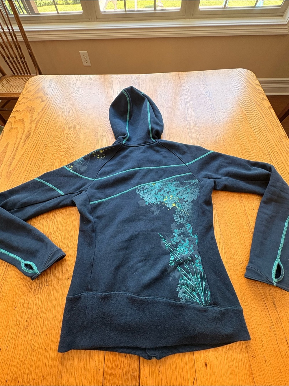 Mountain Hardware Hoodie Sweatshirt Full Zip Jacket Blue Floral Print Size S - Picture 2 of 7